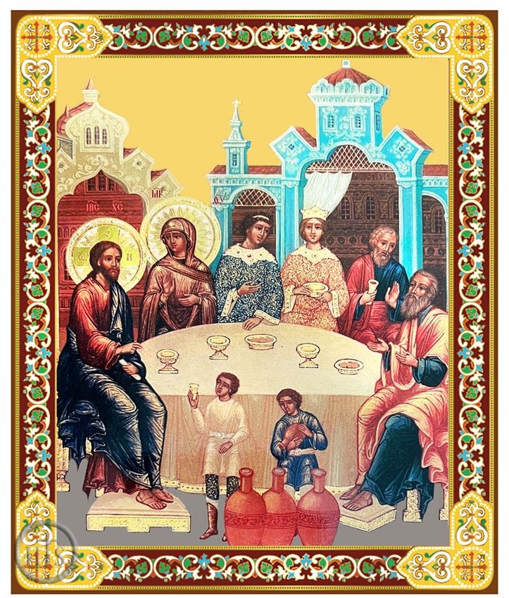 HolyTrinity Pic - Wedding at Cana, Gold Foil Orthodox Icon with Stand 