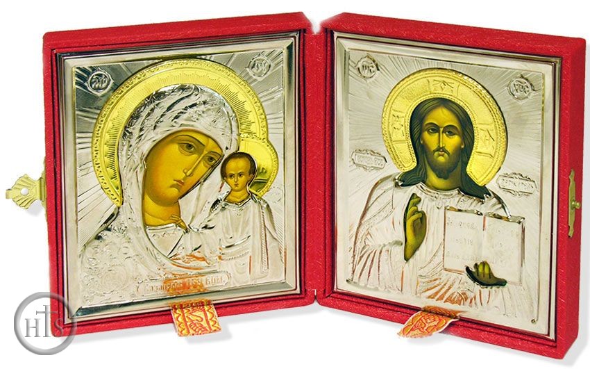Image - Virgin of Kazan & Christ, Traveling /  Wedding Icon Diptych
