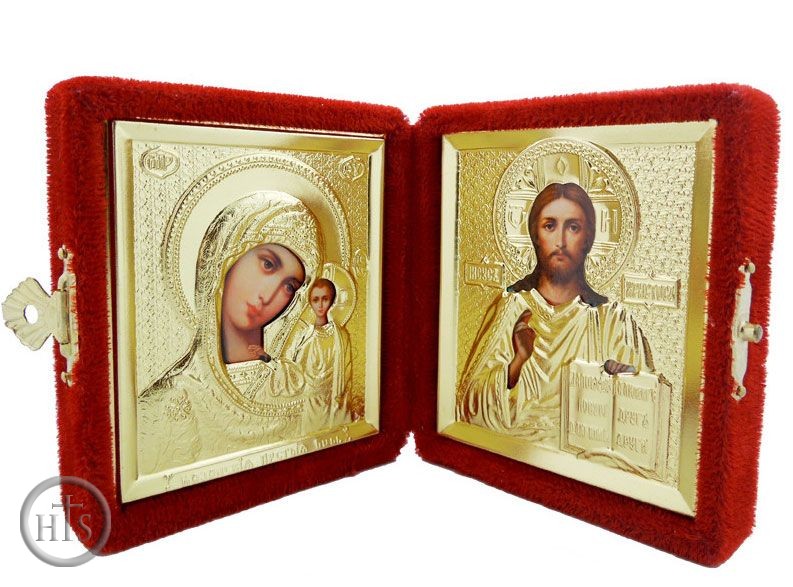 HolyTrinity Pic - Travel or Wedding Icon Diptych in Velvet Case, Small