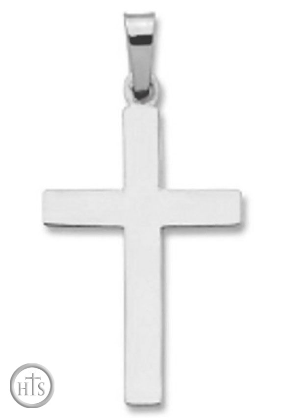 Product Pic - 14KT White Gold Cross, Plain  Design, 7/8