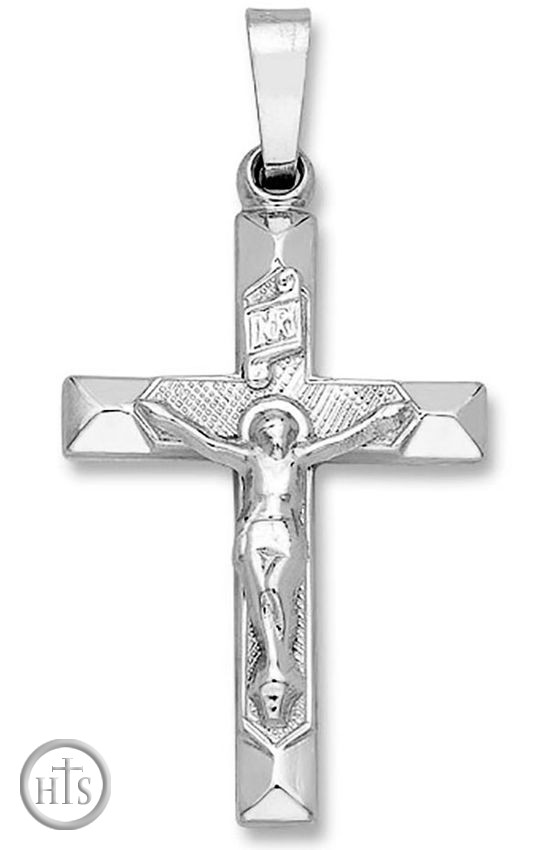 Product Picture - White Gold Cross with Corpus Crucifix, 14KT, Small