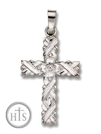 Product Photo - Small White Gold Cross, 14 KT, Small