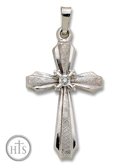 Image - White Gold Christian Orthodox Cross, 14 KT, 1