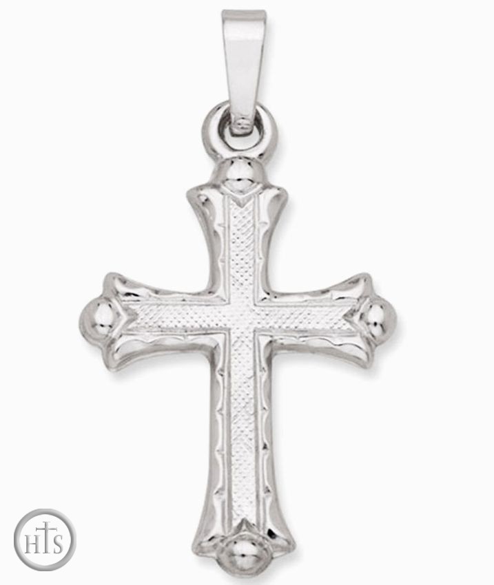 Pic - Greek Style Orthodox Cross 14KT  White Gold, 1 inch