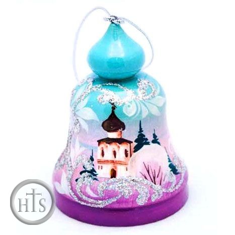 Image - Wooden Bell, Christmas Ornament with Church
