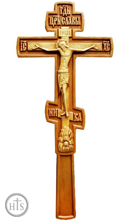 Product Photo - Wooden Blessing Hand Cross, Oak Wood