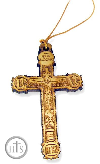 HolyTrinityStore Picture - Wooden Cross With Rope From Greece, 2 1/8