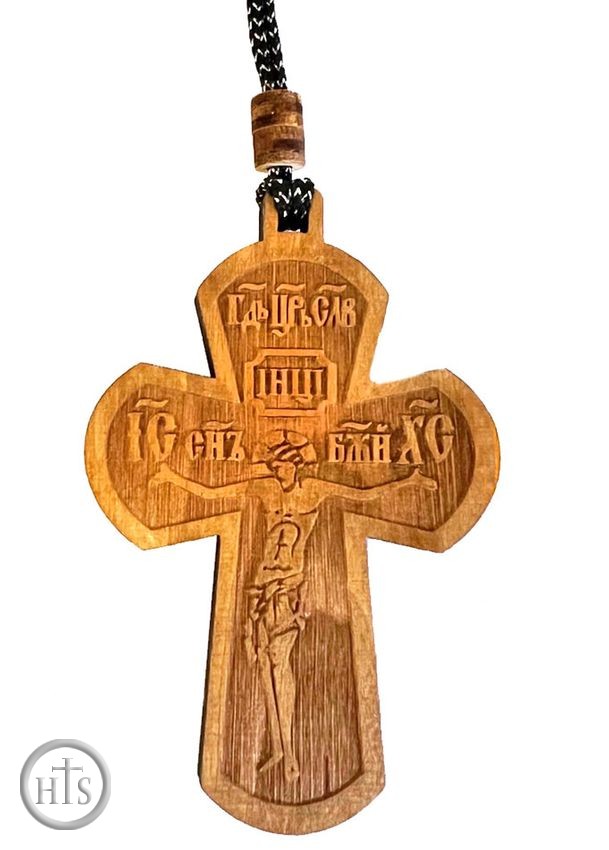 HolyTrinity Pic - Wooden Cross Pendant on Rope with Crucifix and 