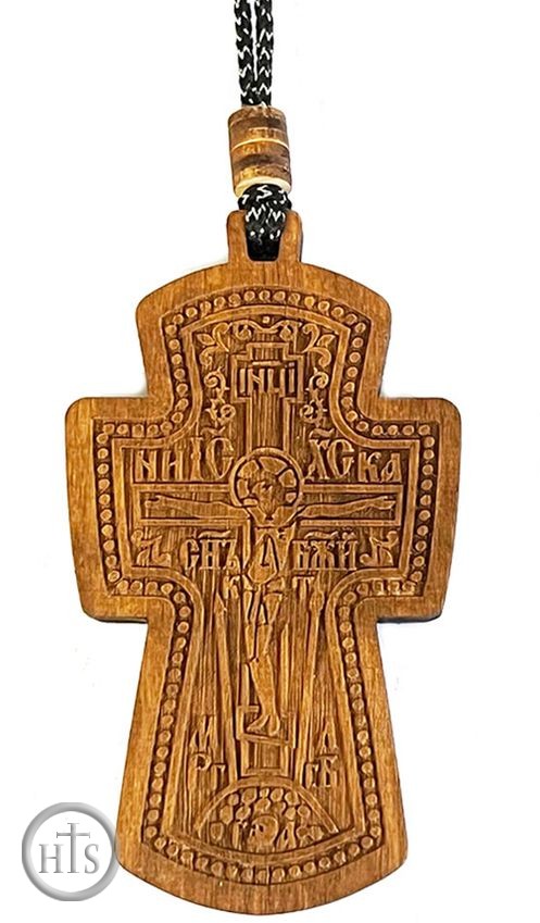 Pic - 2 Sided Wooden Cross Pendant on Rope