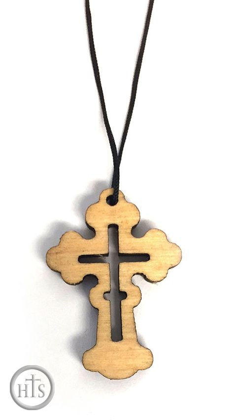HolyTrinity Pic - Wooden Neck Cross on Black Cord 