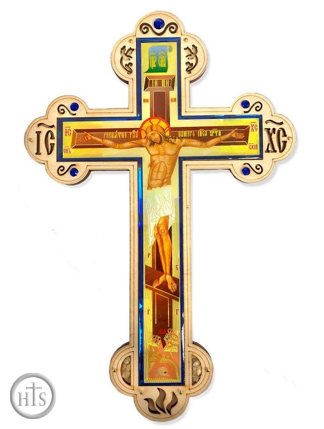 Product Pic - Three Barred Wooden Cross with Crystal Incense