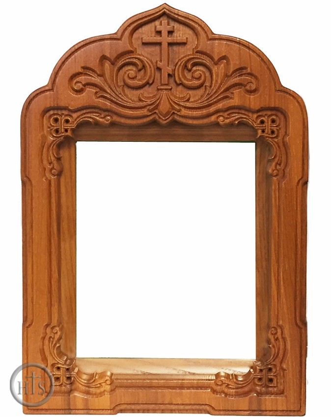Image - Oak Wooden Shrine with Glass for Medium Icons, Hand Carved