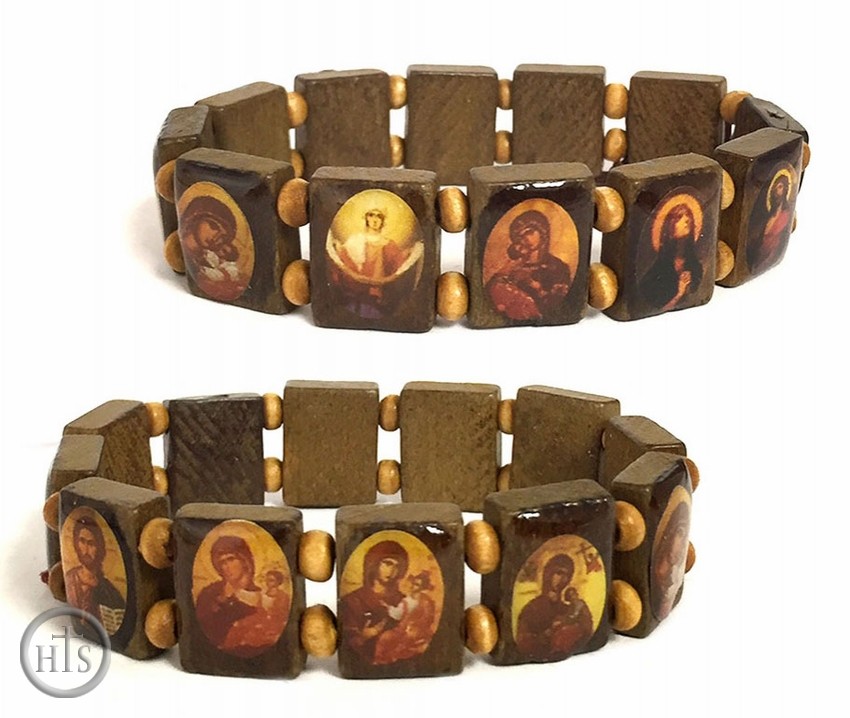 HolyTrinityStore Photo - Expandable Wooden Icon Bracelet, Rectangular Shape