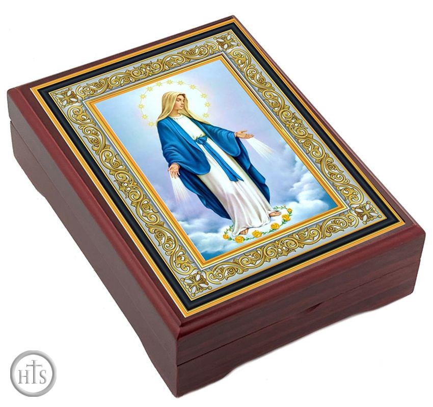 HolyTrinityStore Photo - Our Lady of Grace, Wooden Icon Keepsake Box