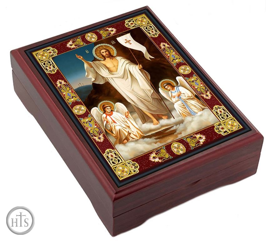 Product Photo - Resurrection of Christ With Angels, Wooden Icon Keepsake Box