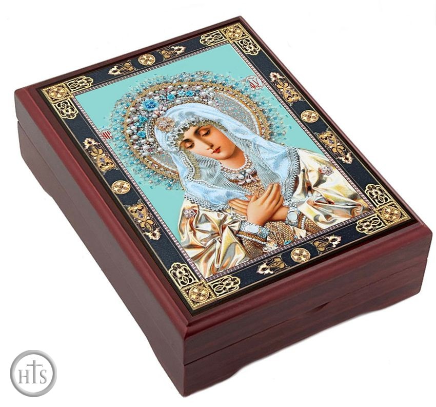 HolyTrinity Pic - Virgin Mary Extreme  Humility, Wooden Icon Keepsake Box