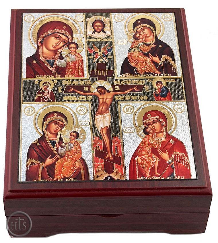 HolyTrinity Pic - The Crucifixion and 4 Virgin Mary Icons Keepsake Box