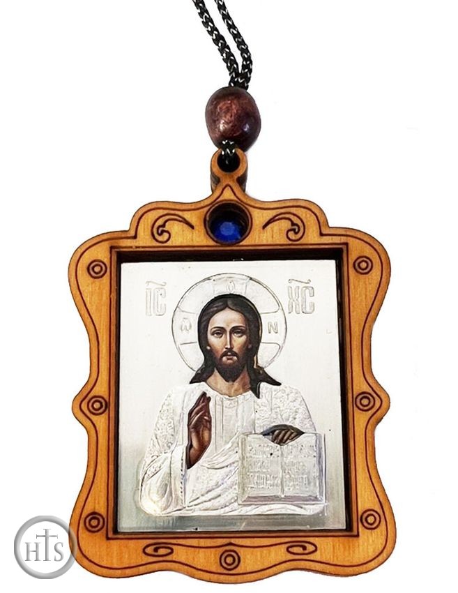 Picture - Christ The Teacher, Wooden Icon Pendant on Rope