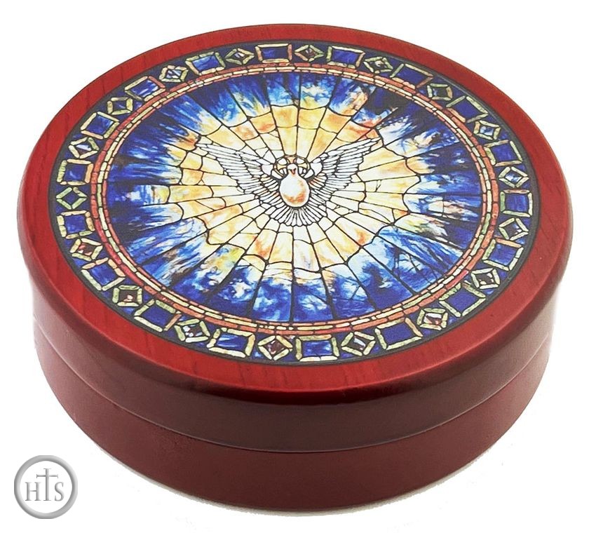 HolyTrinityStore Photo - The Holy Spirit, Round Wooden Icon Keepsake Box