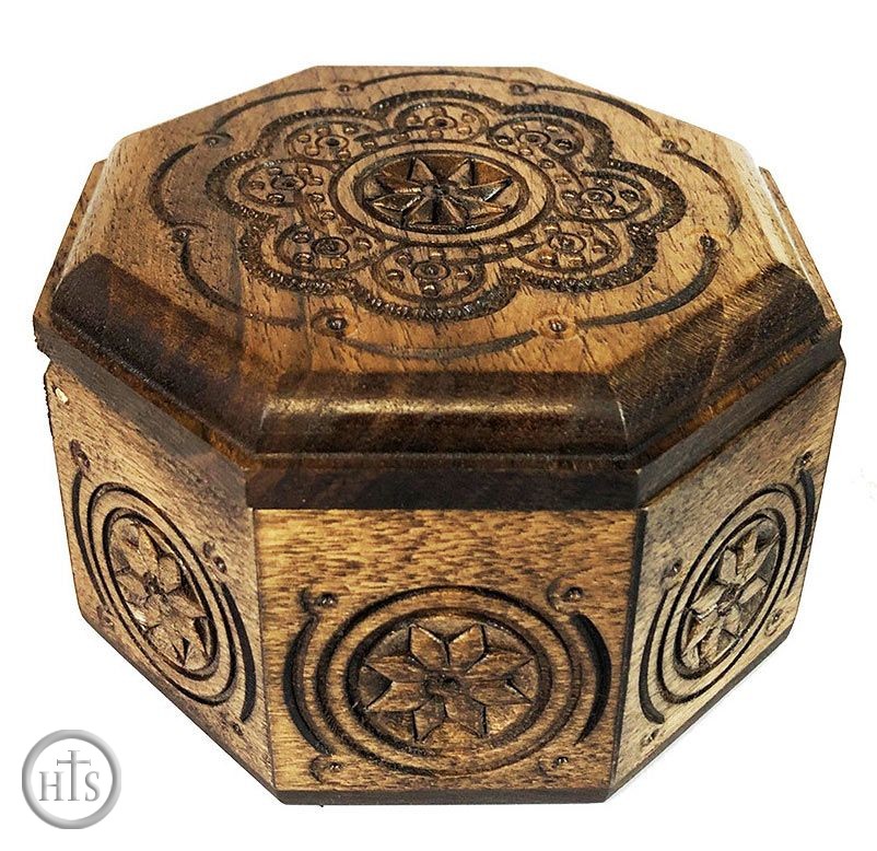 Product Photo - Hand Carved Wooden Box From Ukraine, Rosary Keepsake Holder 
