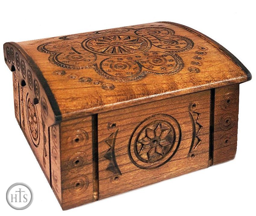 Image - Hand Carved Wooden Box From Ukraine, Rosary Keepsake Holder 
