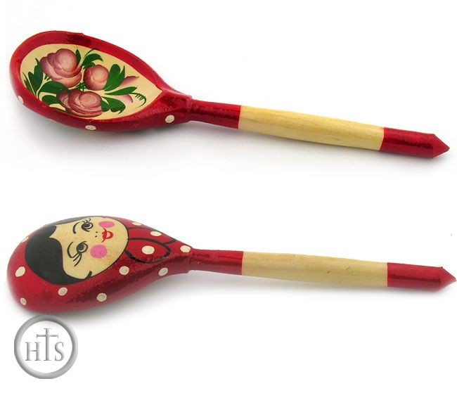 Image - Khokhloma Hand Painted Wooden  Spoon,  7 1/2