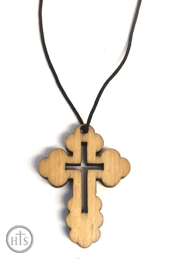 HolyTrinityStore Image - Wooden Neck Cross on Black Cord 