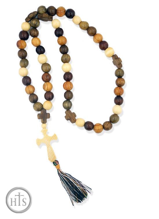 Image - Wooden Prayer Beads Rope,  50 Knots