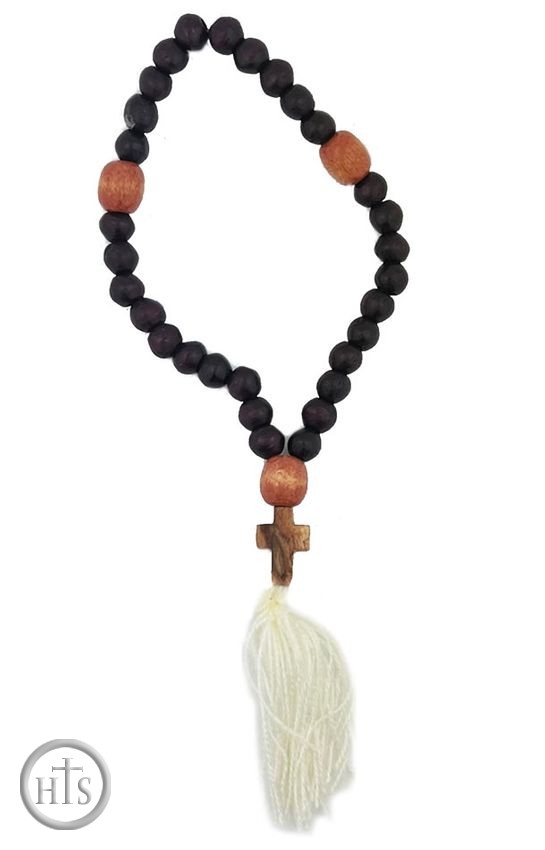 HolyTrinityStore Picture - Russian Wooden Prayer Beads Rope, 30 Knots
