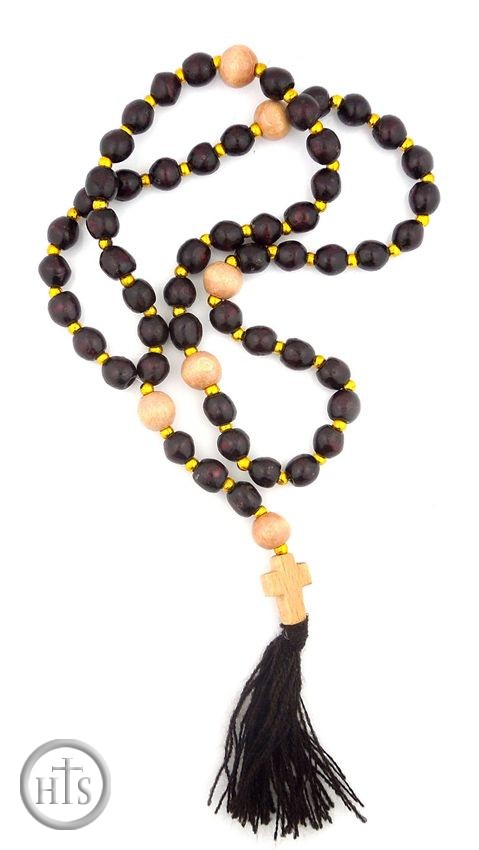 Product Pic - Russian Wooden Prayer Beads Rope, 50 Knots
