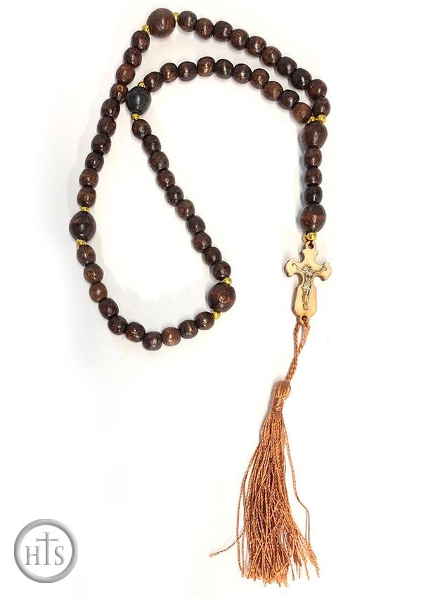 Product Image - Wooden Prayer Beads Rope with Crucifix, 50 Knots