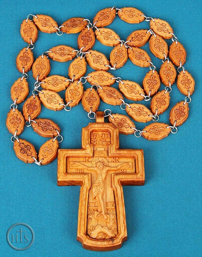 Pic - Oak Wooden Priest Cross With Chain, Highest Quality 