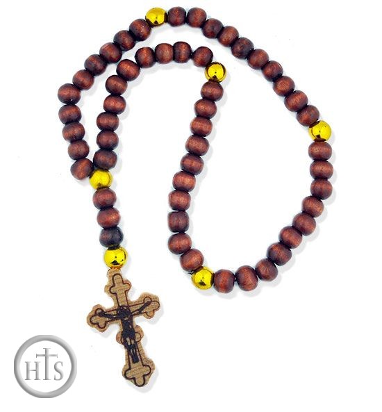 Picture - Wooden Rosary  Beads Prayer Rope