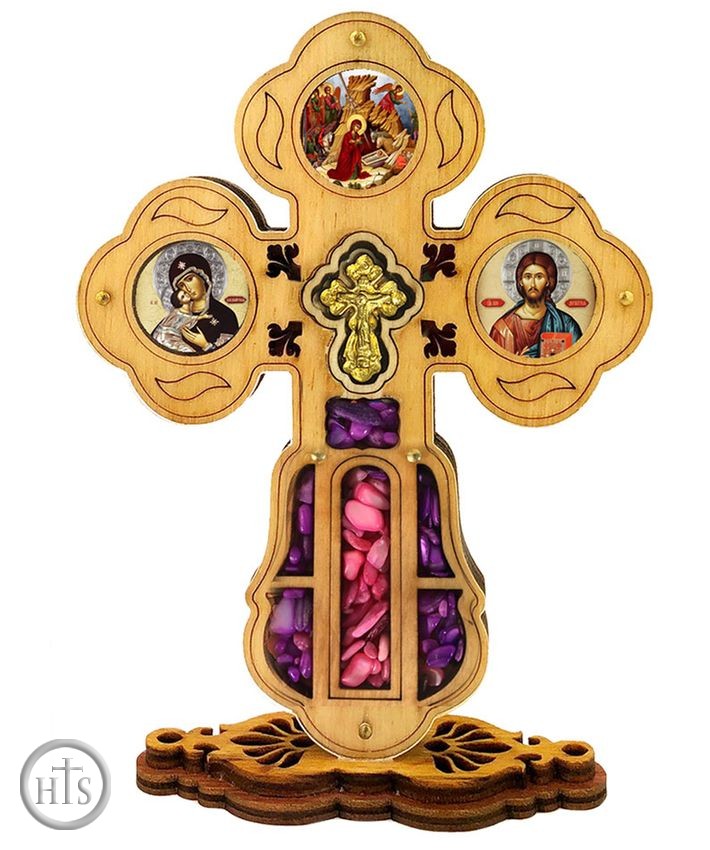 Product Image - Wooden Standing Cross with Mini Icons and Crystal Incense