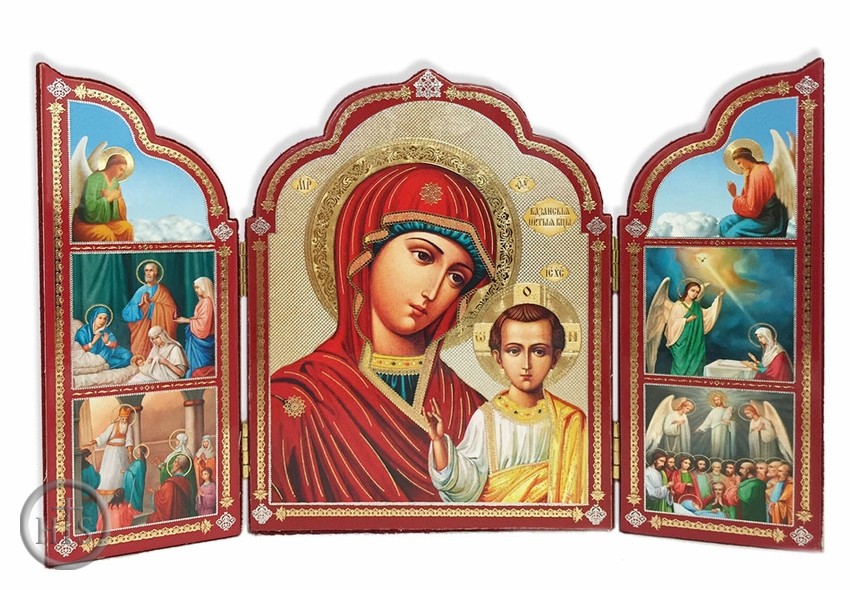 HolyTrinityStore Photo - Virgin of Kazan / Archangels / Nativity,  Triptych Orthodox Icon