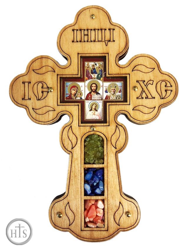 Photo - Wooden Wall Cross with Mini Icons and Crystal Incense