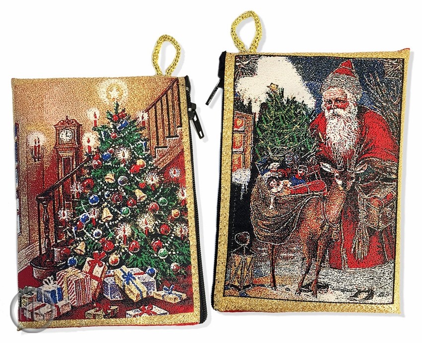 HolyTrinityStore Picture - Santa Claus Vintage  Woven Keepsake Gift Bag/Pouch