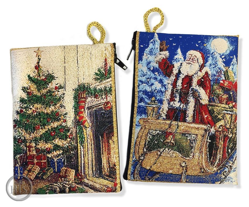 Product Picture - Santa Claus Vintage  Woven Keepsake Gift Bag/Pouch